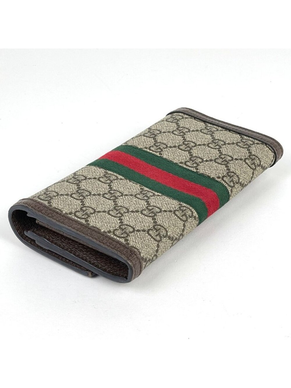 Gucci Wallet GG Pattern Sherry Line Web Beige Green - Picture 2 of 10